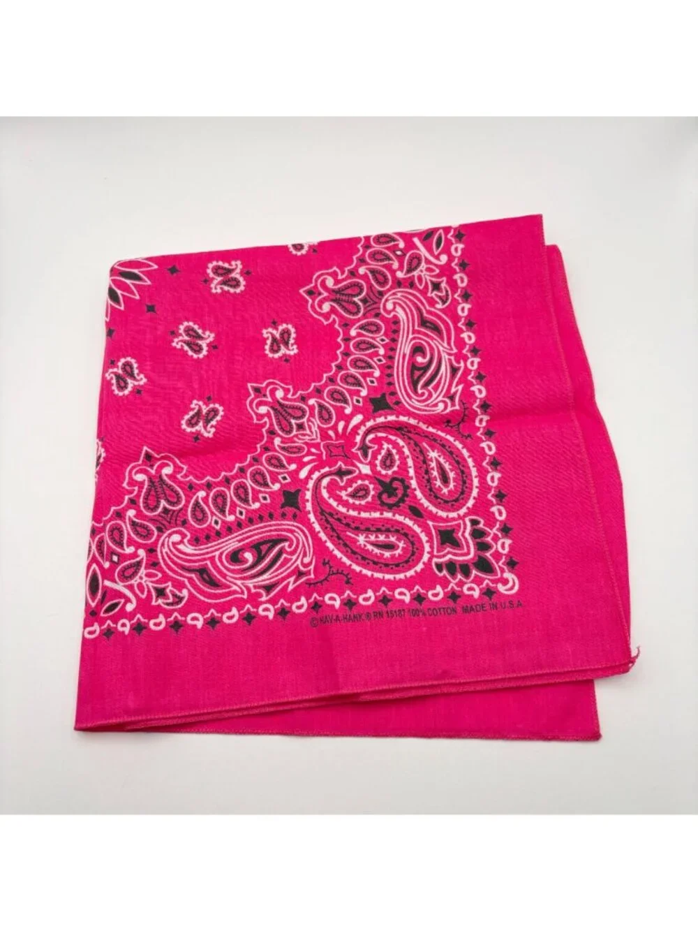 Hot Pink Paisley Bandana Hav-A-Hank 100% Cotton Square 21